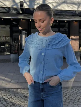 Pcdavis Ls O-neck Frill Cardig