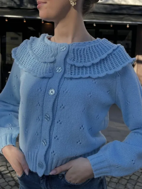 Pcdavis Ls O-neck Frill Cardig